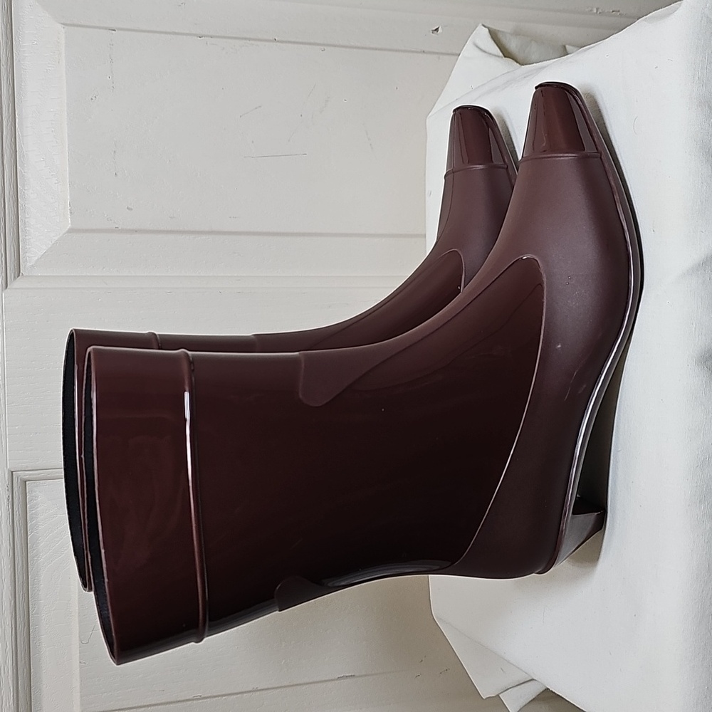 Jeffrey Campbell Glossy Dark Brown Rain Boots